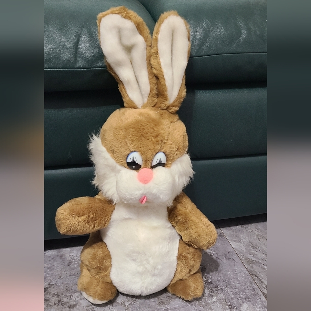 NWT Vintage Daekor Plush Bunny Rabbit Brown White Stuffed Animal 18"